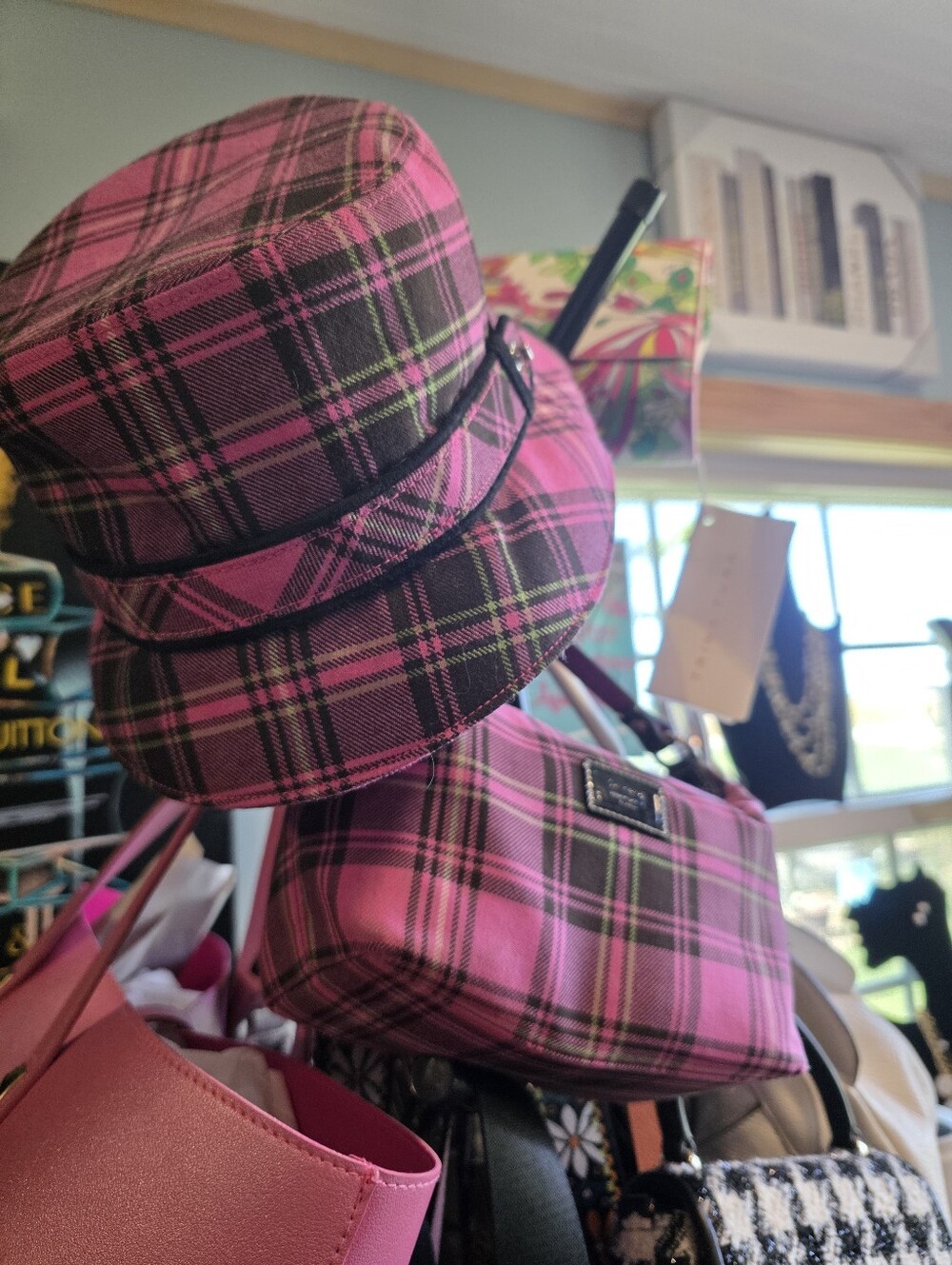 Coach Wool 2Pc Pink Mini Bag/bucket Hat